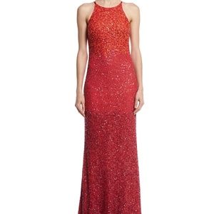 Badgley Mischka Sleeveless Ombre Sequin Gown